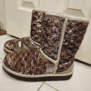 UGG brown sequin Glitter boots womens size 7 shoes